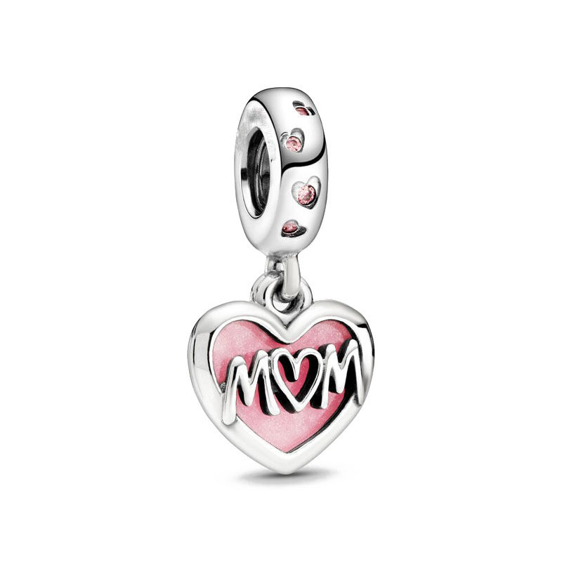 Thumbnail: Spring Pink Flower Charm – 925 Silver Bead with Zircon for European Bracelets
