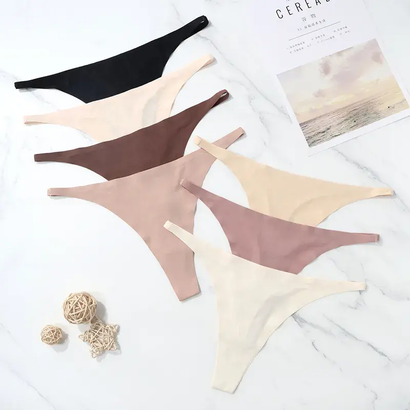 Thumbnail: Soft Thin Band Satin Thong Underwear for Women Bikini String Panties