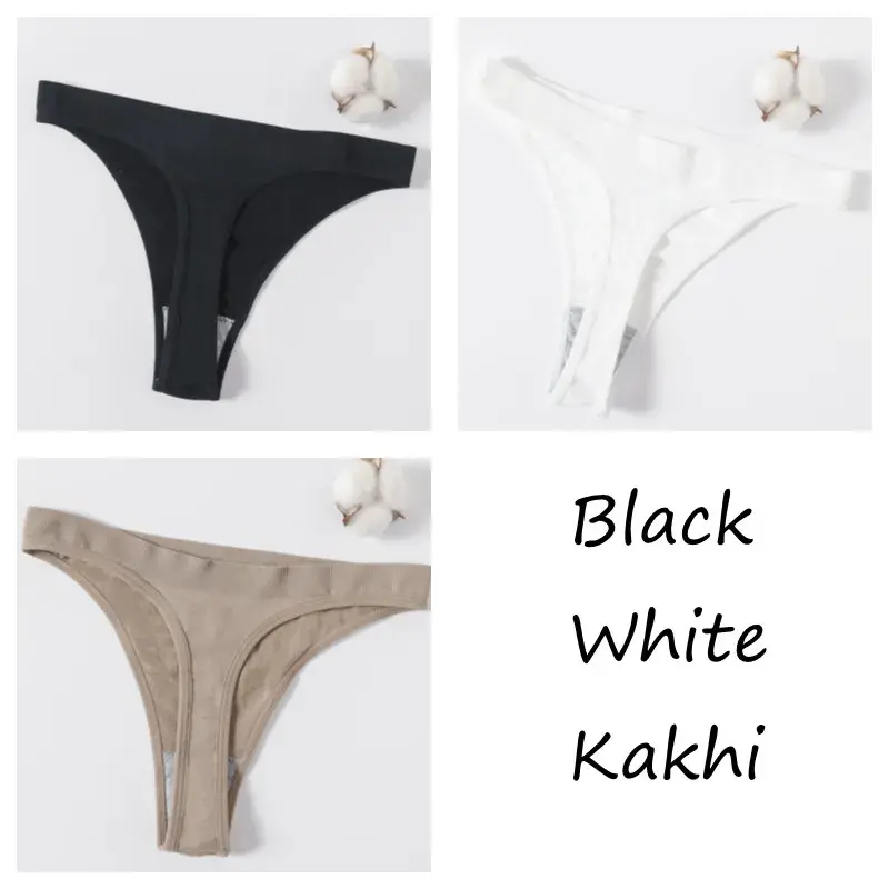 Thumbnail: 3Pcs/Set Seamless Panties G-String Women Sexy Thongs High Waist Underwear