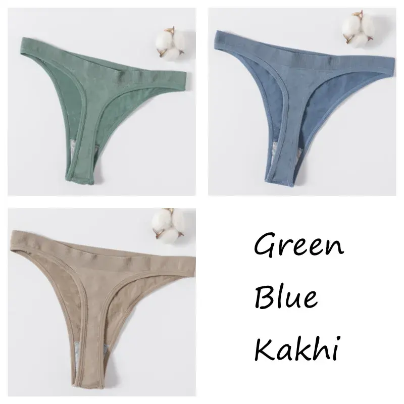 Thumbnail: 3Pcs/Set Seamless Panties G-String Women Sexy Thongs High Waist Underwear