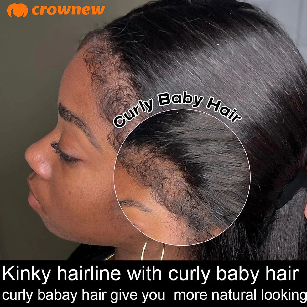 Thumbnail: 4C Kinky Edges Straight HD Lace Wig – 13x4 Brazilian Human Hair