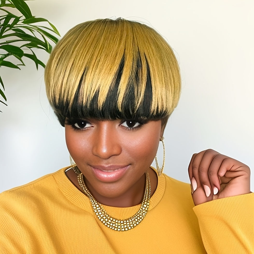 Thumbnail: 1B/27 Ombre Pixie Cut Wig Straight Short Human Hair