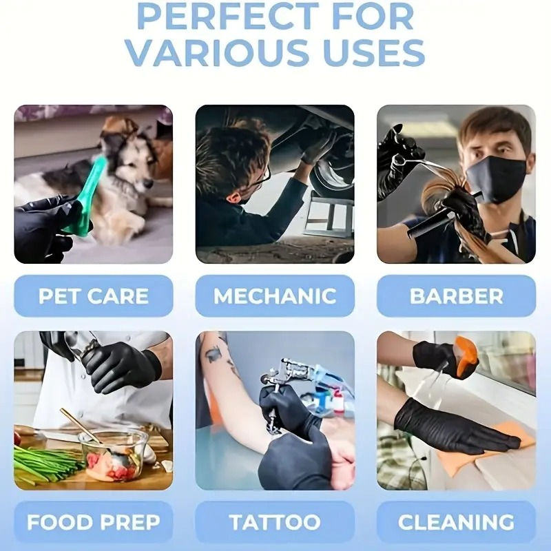 Thumbnail: 100-Pack Black Nitrile Gloves for Holiday Tasks