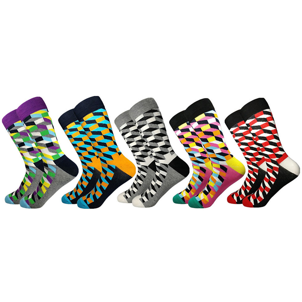 Thumbnail: 5 Pairs Colorful Cotton Crew Socks for Men – Funny Pattern Casual Dress Socks