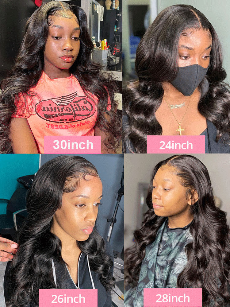 Thumbnail: Glueless Wig Human Hair Body Wave 13x4 Lace Front 6x4 Closure Wig