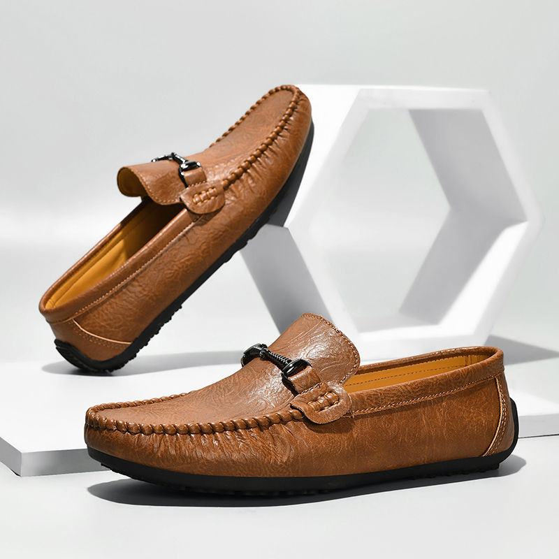 Thumbnail: Men's PU Leather Slip-On Loafers – Lightweight Comfortable Driving Shoes