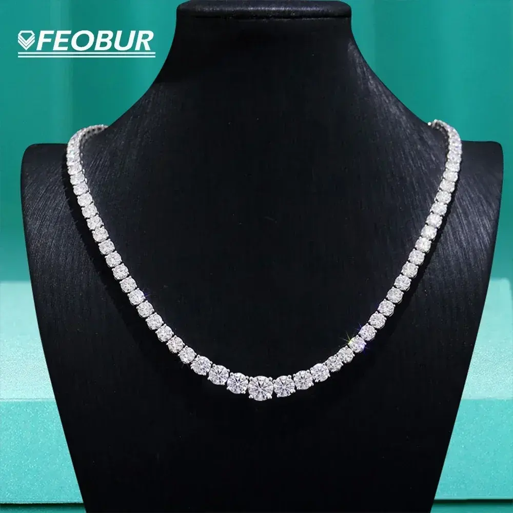 6.5-3MM Gradient Moissanite Tennis Necklace for Women