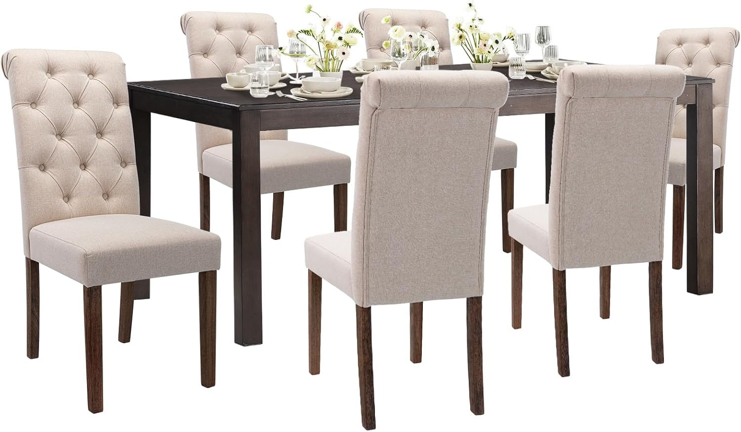7-Piece Rectangular Farmhouse Dining Table Set for 6 – Modern Style