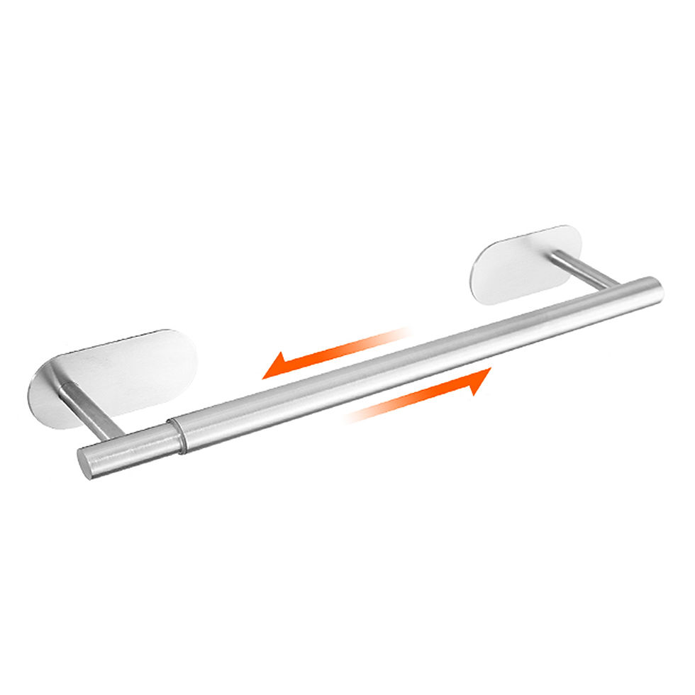 Thumbnail: Matte Black Retractable Towel Bar – 60cm Stainless Steel, Wall-Mounted
