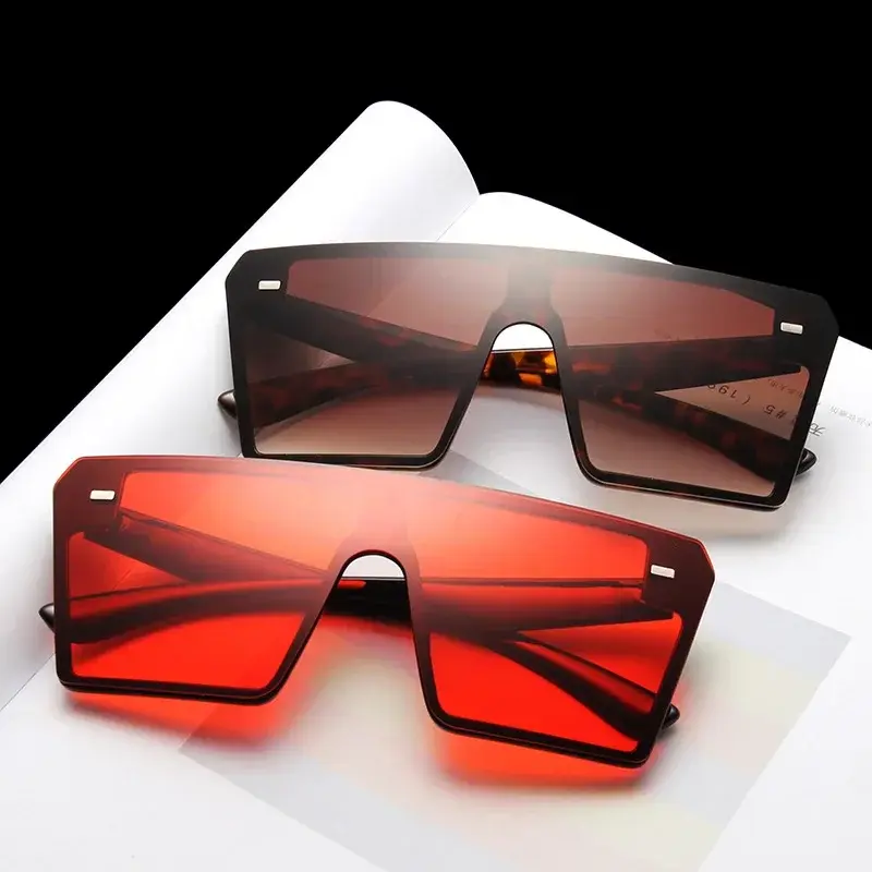 Thumbnail: Oversize Square Sunglasses for Women Brand Designer Flat Top Gradient Sunglasses