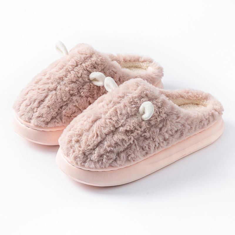 Thumbnail: Women’s Winter Warm Cartoon Slippers – Closed Toe Indoor Furry Non-Slip House