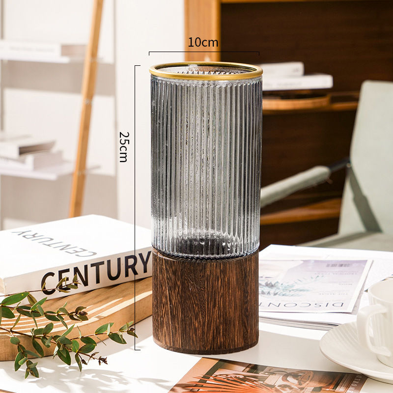 Thumbnail: Nordic Style Minimalist Glass Vase with Wooden Base