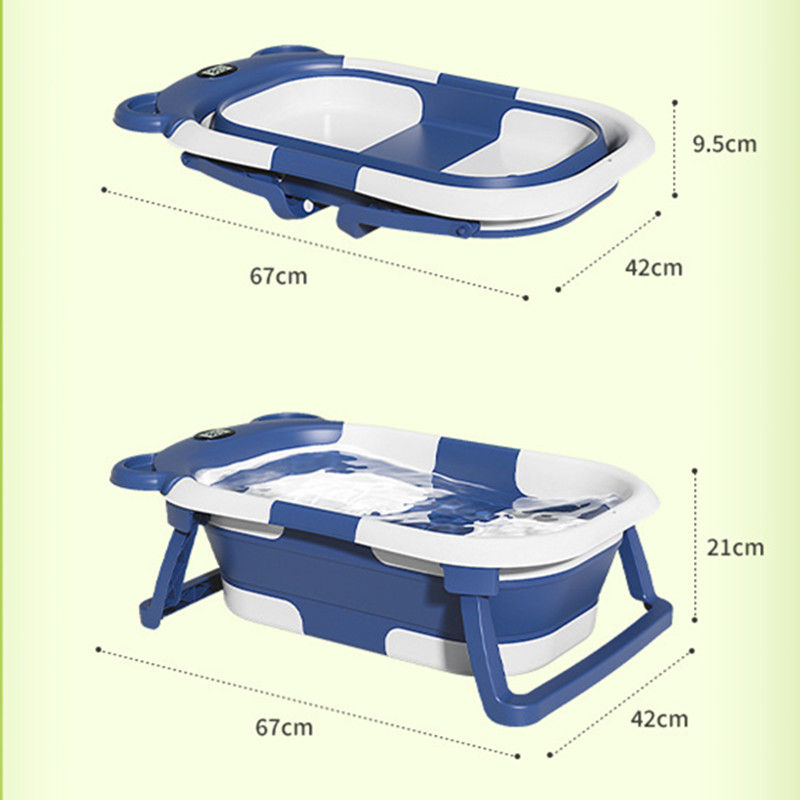 Thumbnail: Foldable Silicone Baby Bath Tub with Real Time Temperature Monitor and Non Slip