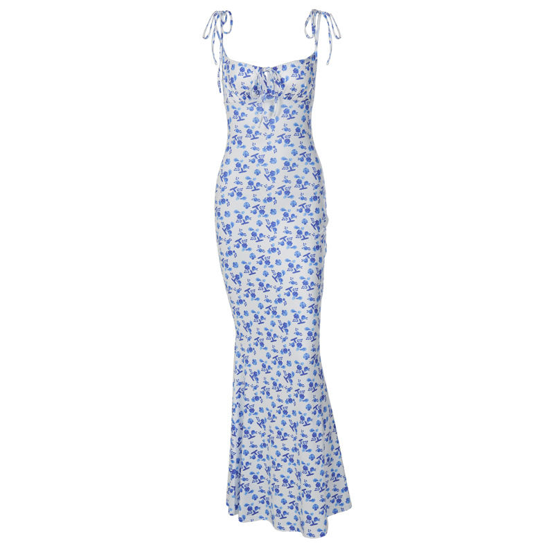 Thumbnail: Women Strapless Floral Bodycon Ankle-Length Dress