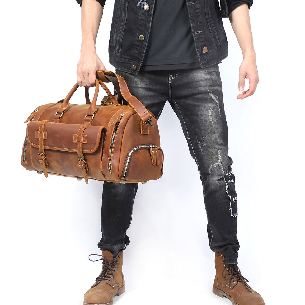 Thumbnail: Genuine Leather 20" Vintage Travel Duffle Bag