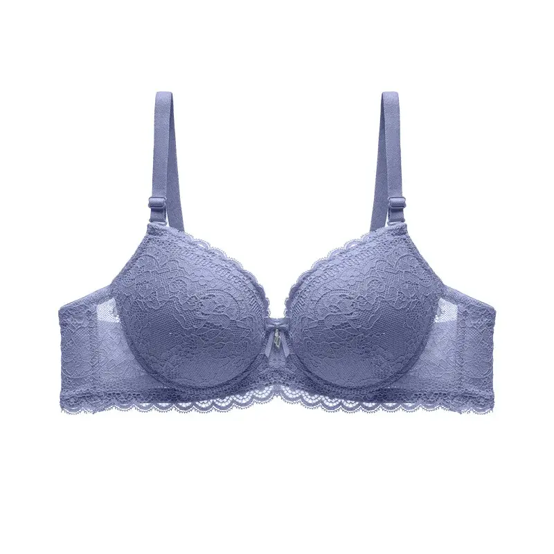 Thumbnail: Comfortable Breathable Push Up Bra with Steel Ring and Lace Embroidery