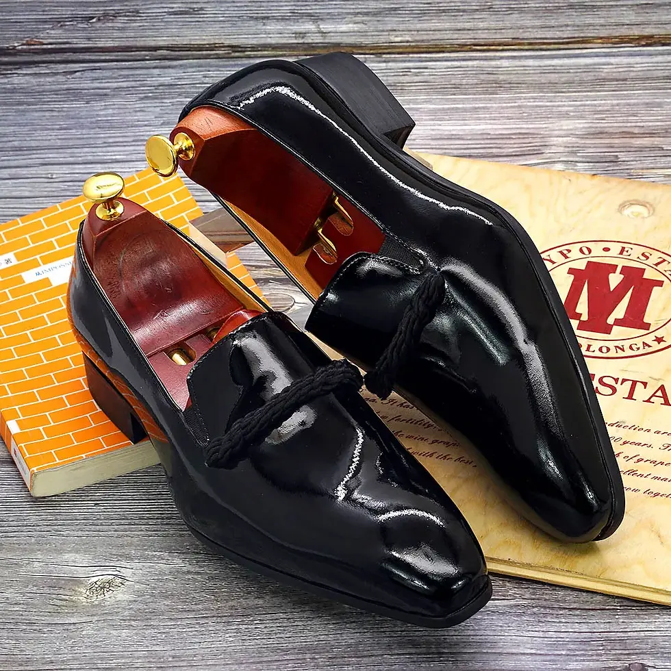 Thumbnail: Mens Black Patent Leather Loafers Pointed Toe Formal Dress Shoes Size 7-13