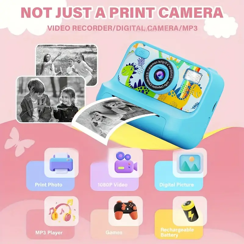 Thumbnail: Cartoon 2.4" Instant Print Kids Camera – HD Digital Toy with 32GB Storage