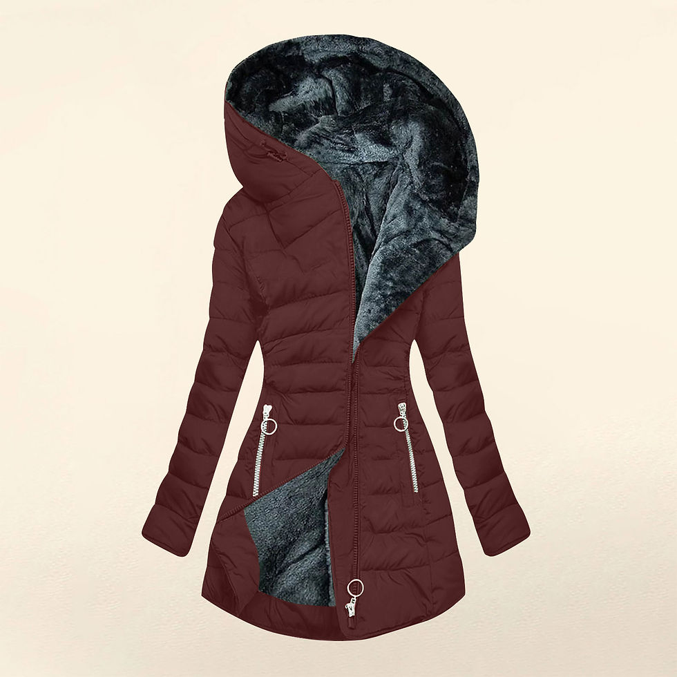 Thumbnail: Women's Hooded Zipper Parka Coat Slim Fit Long Sleeve Midi Length Outerwear
