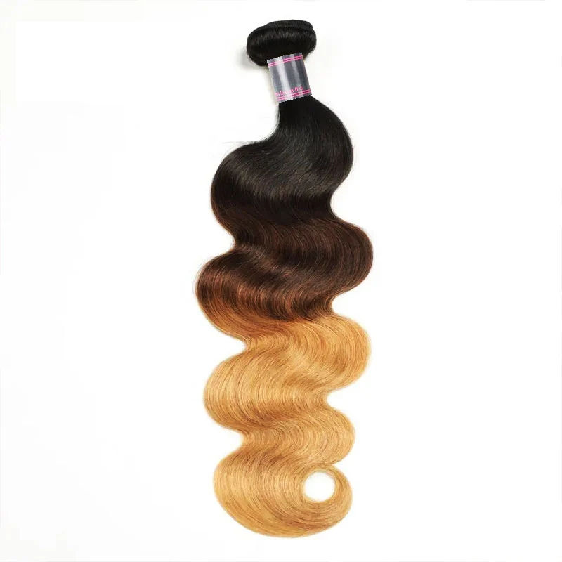 T1B/4/27 Ombre Body Wave Brazilian Hair Bundles 1–3PCS Virgin Weave