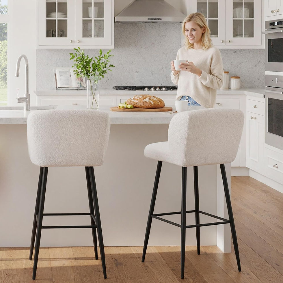 Thumbnail: Modern Faux Sherpa Counter Height Bar Stools, Set of 2 – 26 Inch