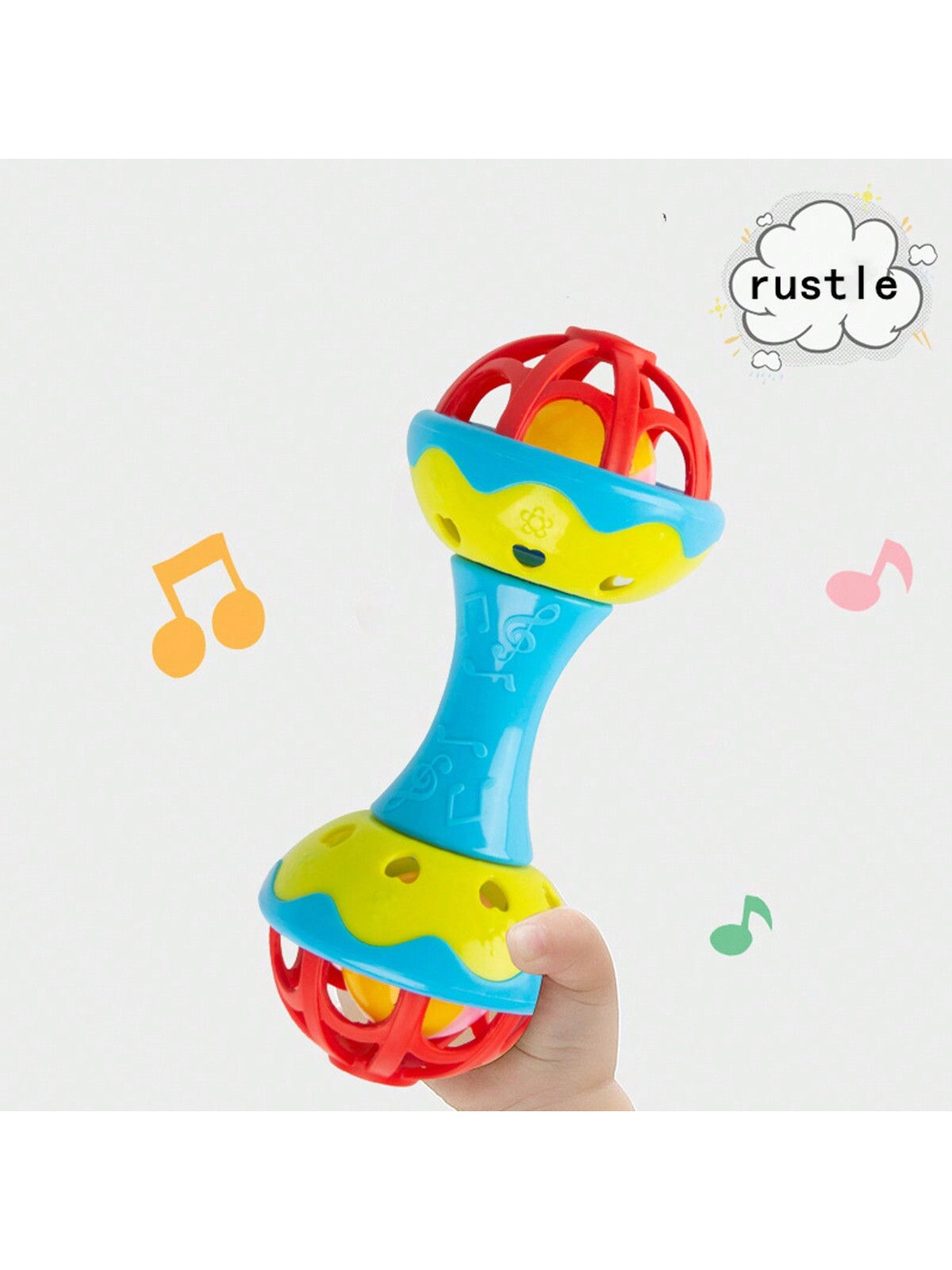 Toddler Double-Headed Hand Rattles with Soothing Grip for Baby Play and Sensory