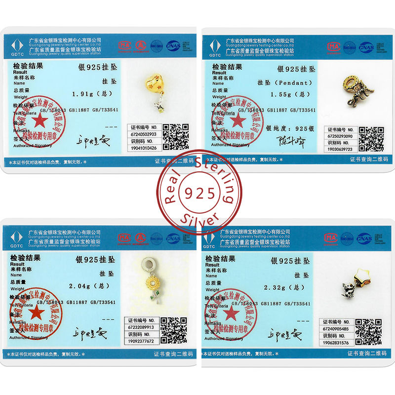 Thumbnail: 925 Silver Golden Bow & Animal Charm Beads with Zircon for DIY Bracelets