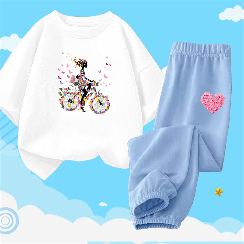 Thumbnail: Summer Cute Girls Short Sleeve Dance Outfit Set