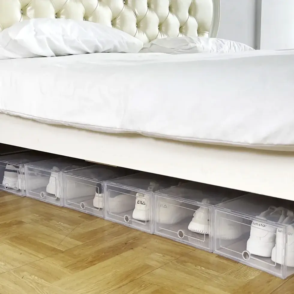 Thumbnail: 6pcs Transparent Stackable Shoe Boxes