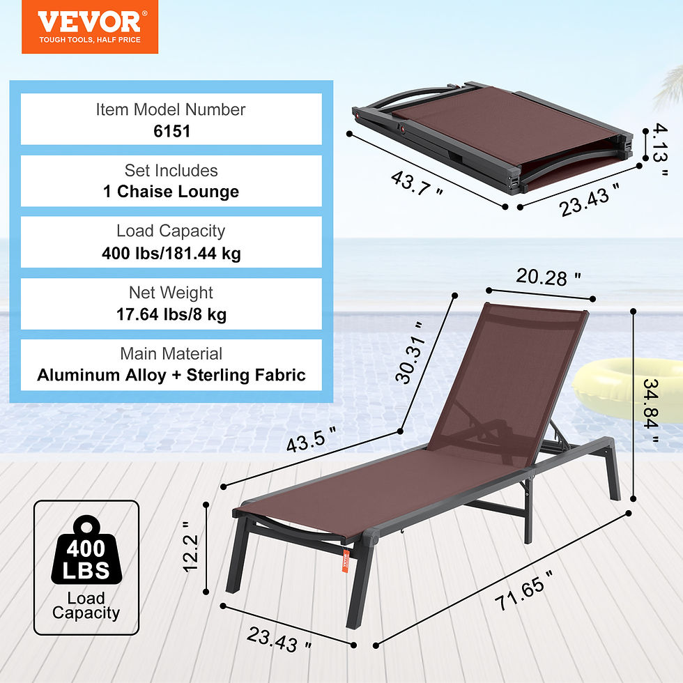 Thumbnail: SucceBuy Chaise Lounge Chair Outdoor Aluminum Patio Lounge