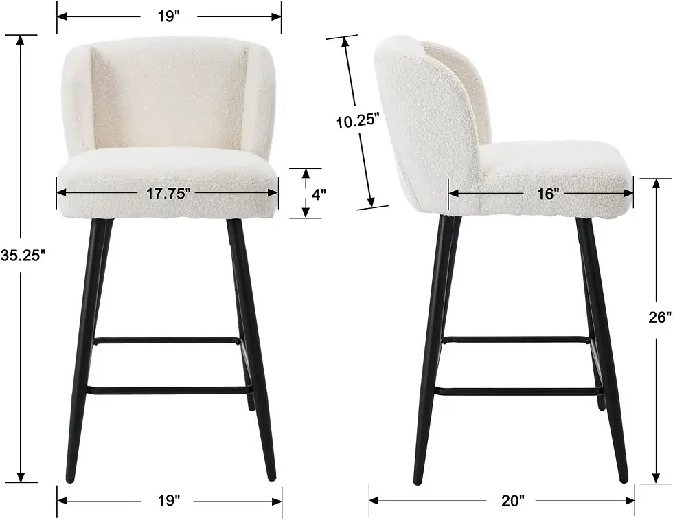 Thumbnail: Modern Faux Sherpa Counter Height Bar Stools, Set of 4 – 26 Inch