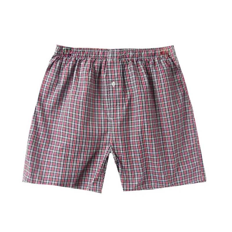 Thumbnail: Cotton Plaid Striped Elastic Waist Boxer Shorts Men Loose Lounge Wear