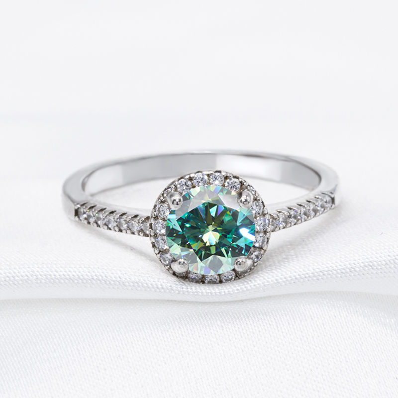 Thumbnail: Women’s 2ct Green Moissanite Jewelry Set – 925 Silver Ring Necklace Set
