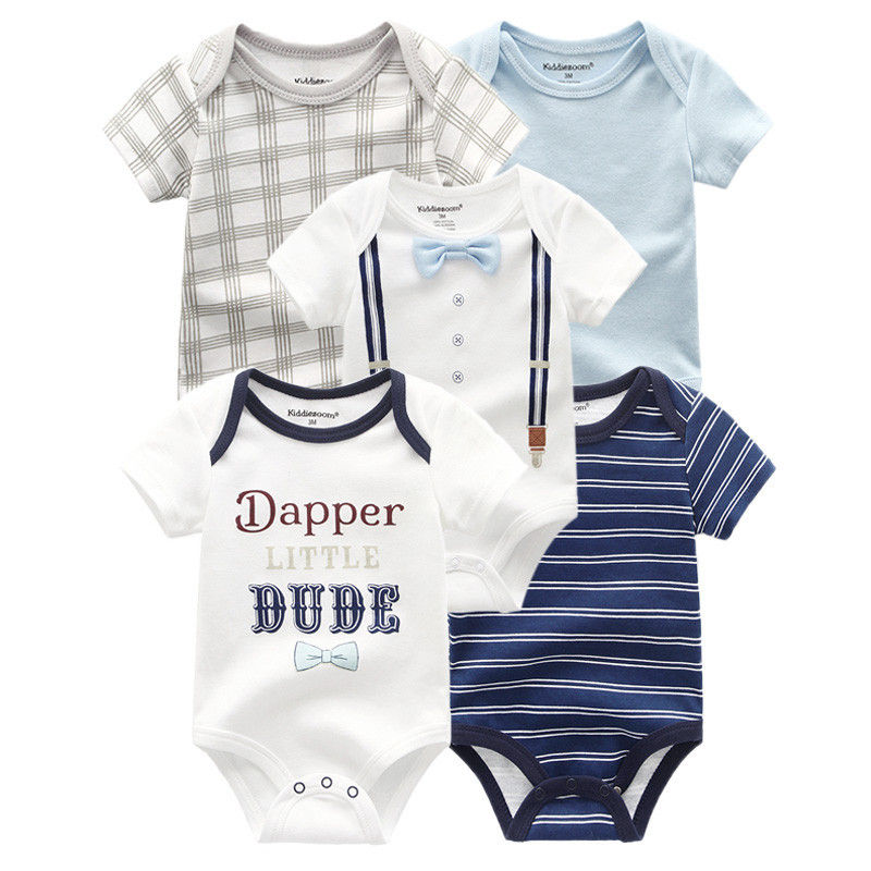 Thumbnail: 5-Piece Cartoon Print Baby Outfit – Unisex Cotton Set for All Seasons