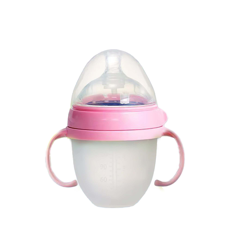 Thumbnail: Baby Silicone Feeding Bottle – Wide Mouth, Anti-Colic, 150ML/250ML with Handle