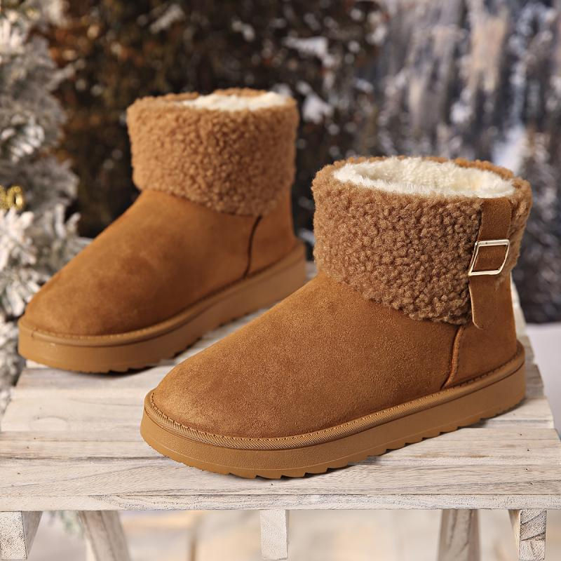 Thumbnail: Faux Fur Non Slip Round Toe Thick Sole Snow Boots for Women Winter Wear