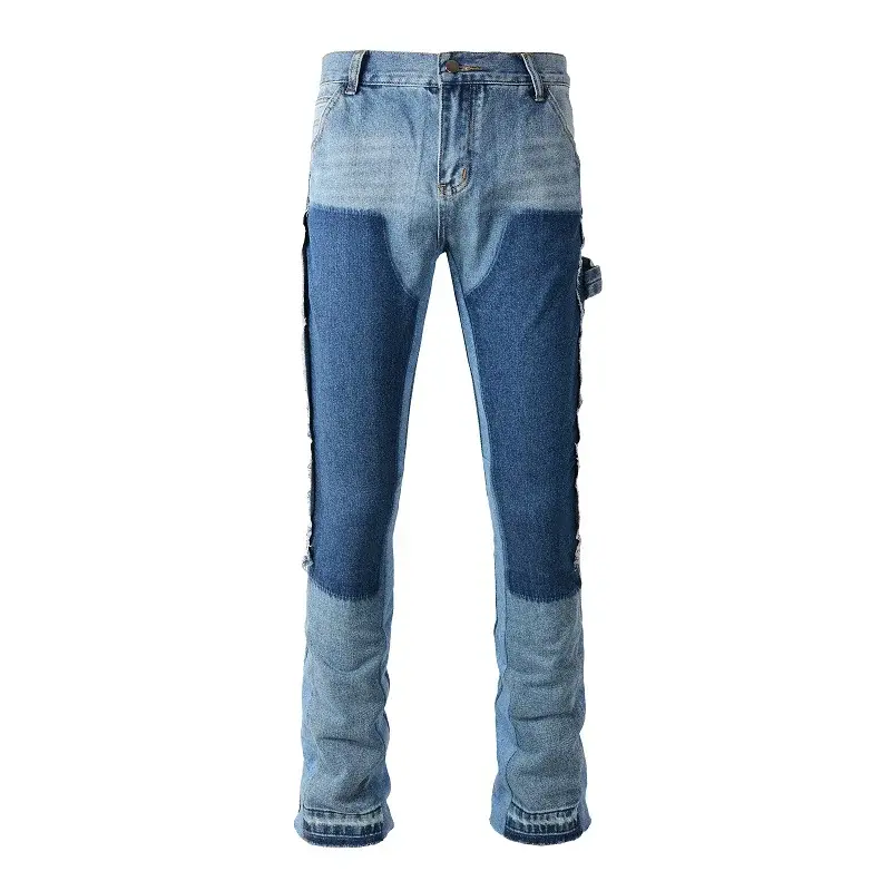 Thumbnail: EdgeCut Cargo Bootcut Jeans – Men's Fringe Hem Streetwear