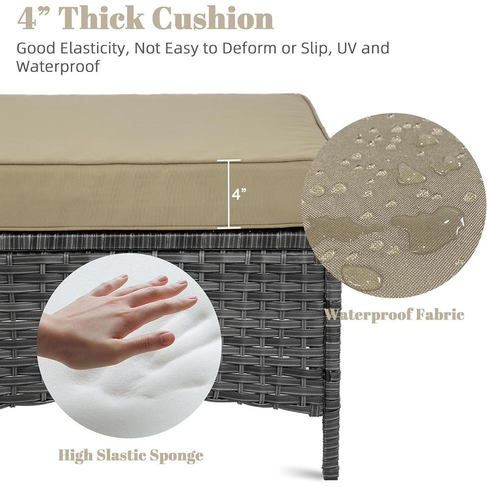 Thumbnail: Outdoor Patio Ottomans Set of 2 – 22" PE Rattan Wicker Footstools with Cushions