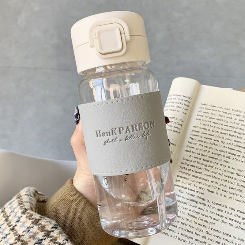 Thumbnail: 500ml Creative Plastic Water Bottle with Straw – Pop-Up Lid & Portable Design