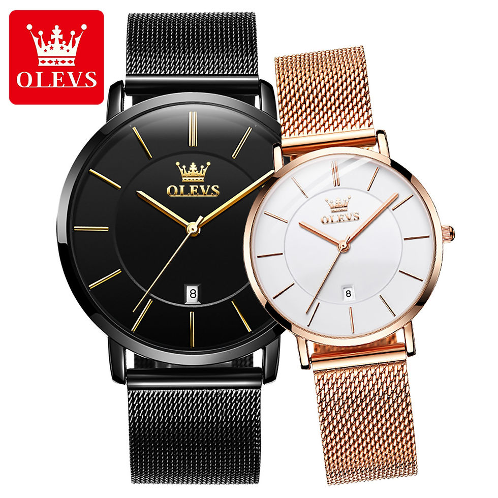 Thumbnail: Stainless Steel Milanese Strap Multifunction Waterproof Quartz Couple Watch
