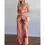 Thumbnail: Women Summer Tropical Print 2 Piece Set Spaghetti Strap Lace Up Back Top
