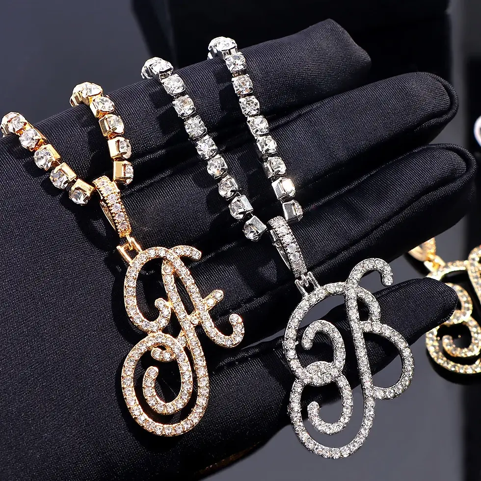 Thumbnail: A-Z Initial Letters Anklets Bracelet for Women Bling Crystal Chain
