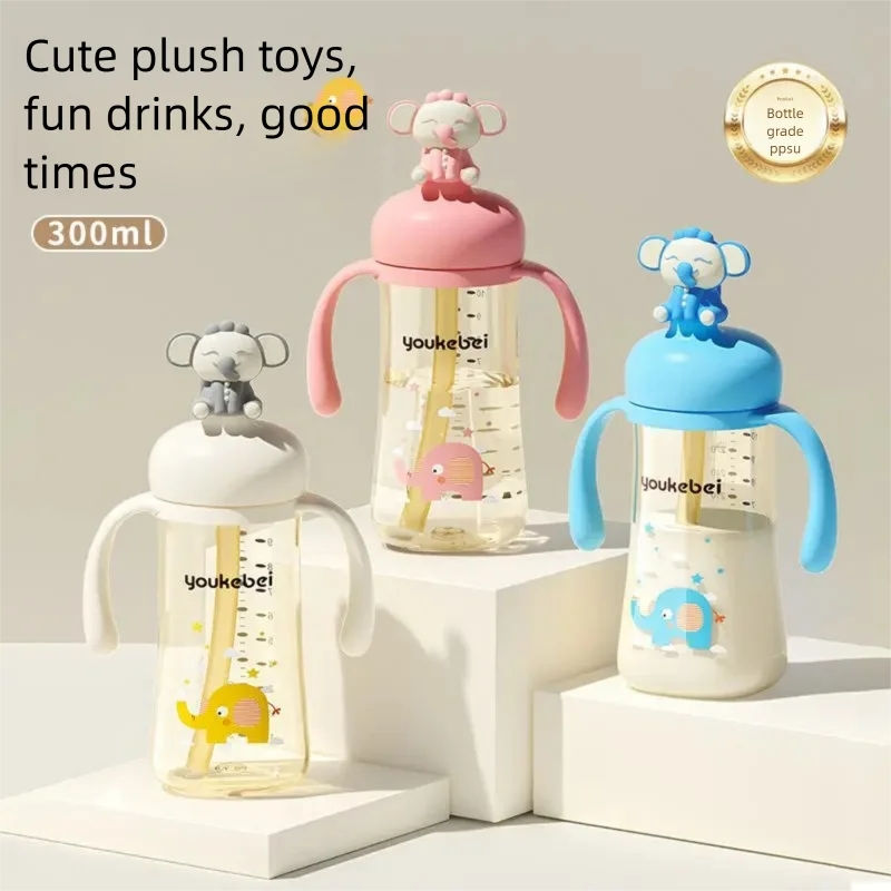 Thumbnail: Baby Feeding Bottle – 300ML PPSU Wide Diameter, BPA-Free with Cartoon Design