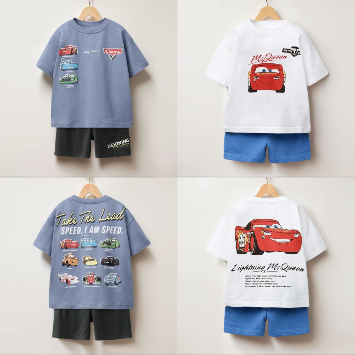 Summer Cartoon Car Print T-Shirt & Shorts Set for Boys – Casual Outfit
