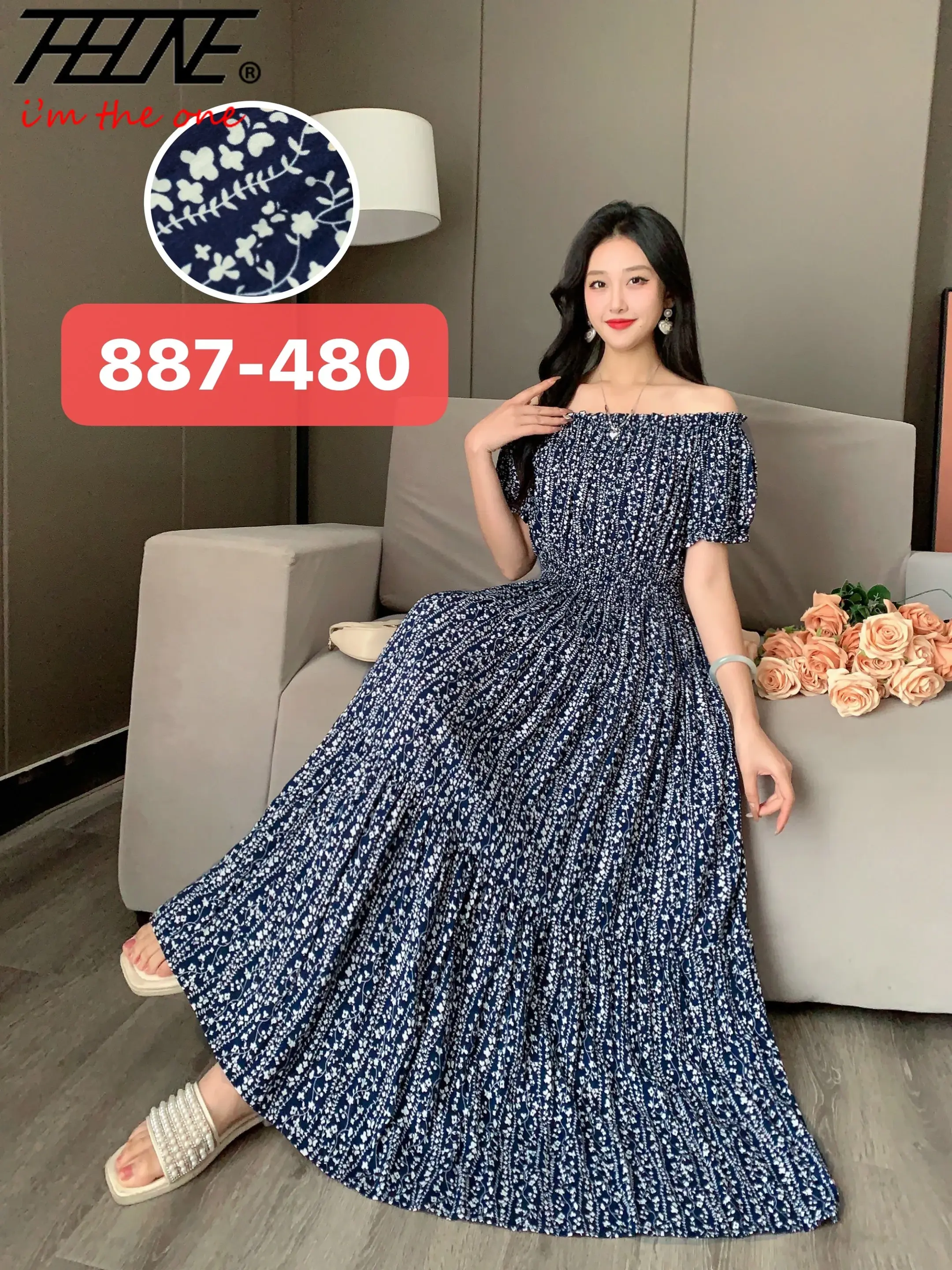 Bohemian Floral Off Shoulder Maxi Dress for Women Casual Summer Beachwear