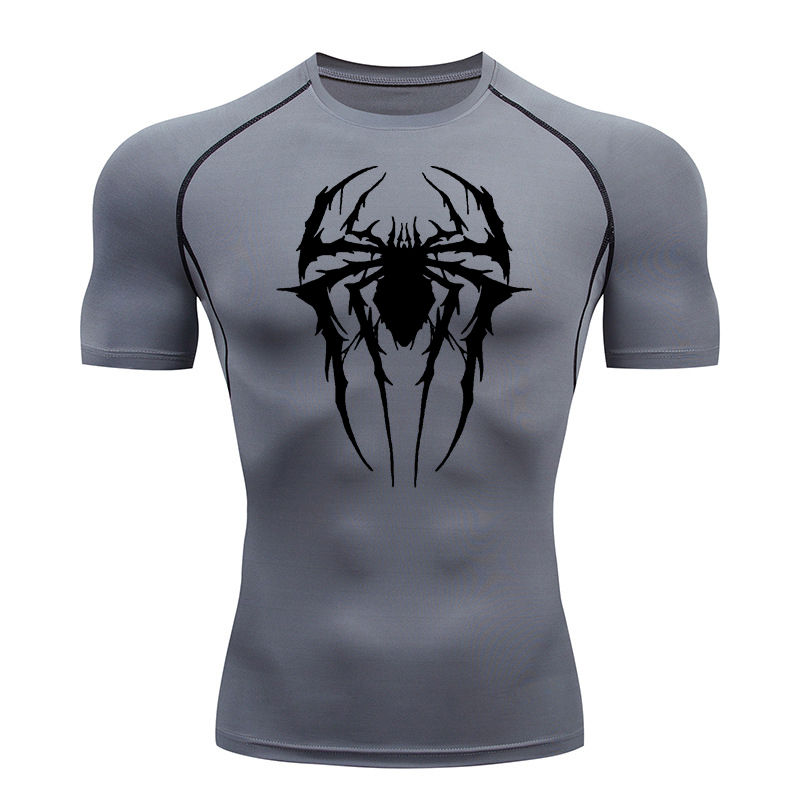 Thumbnail: Men’s Spider Graphic Compression Tee – Athletic Rash Guard Sportswear