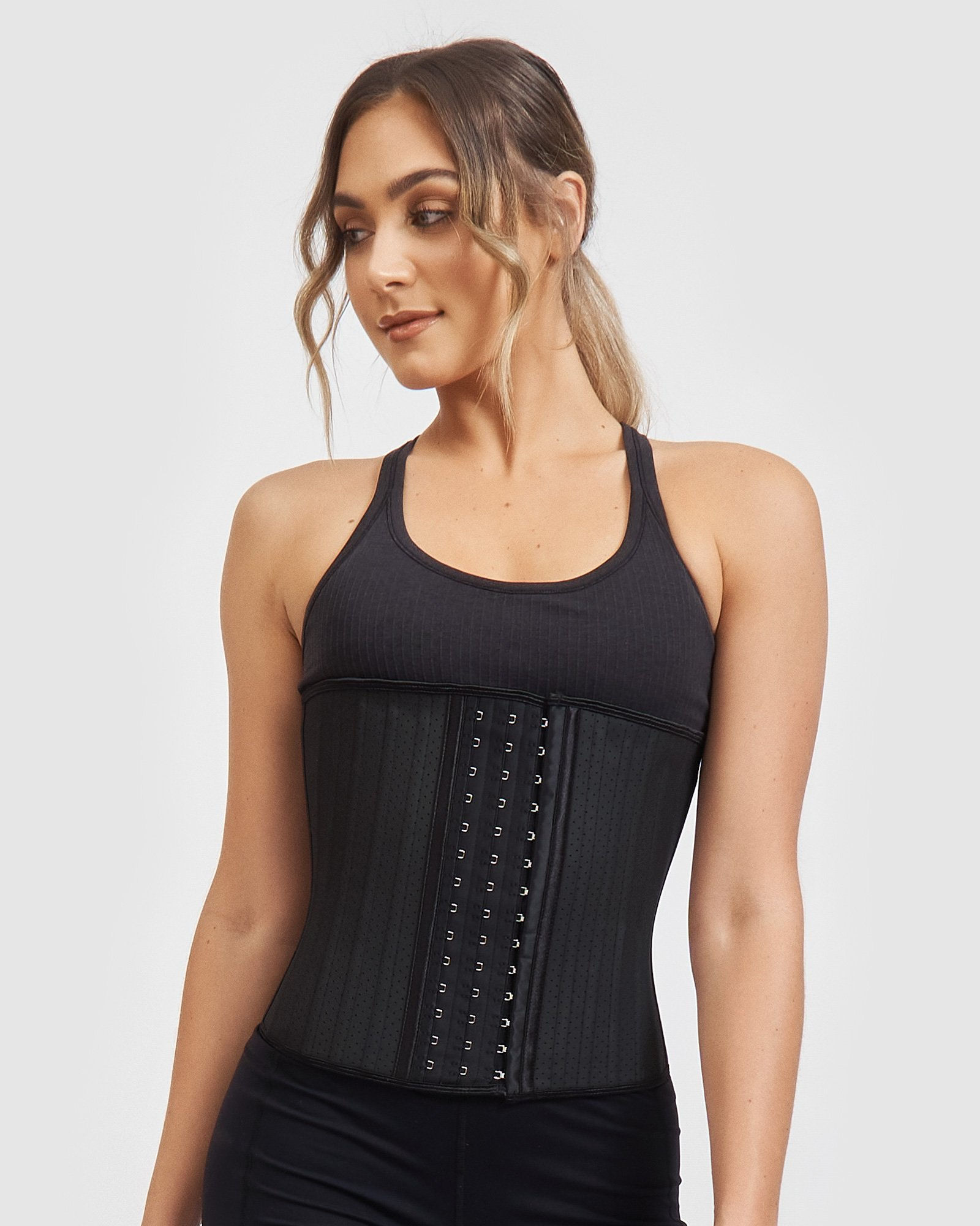 Core Trainer Supreme Breathable 25 Flexi Steel Boned Waist Trainer Black