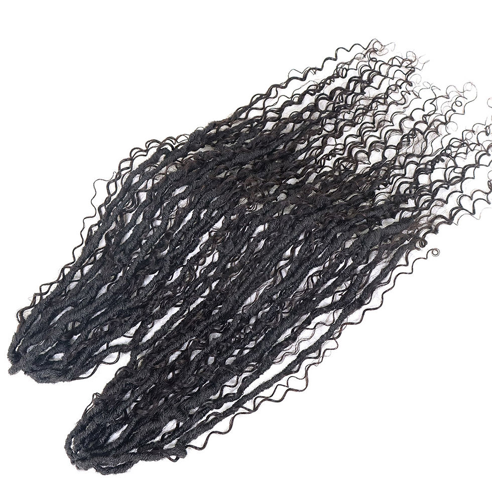 Thumbnail: M&H Hairworld Crochet Goddess Locs with Human Hair Curls – Pre-Looped Synthetic