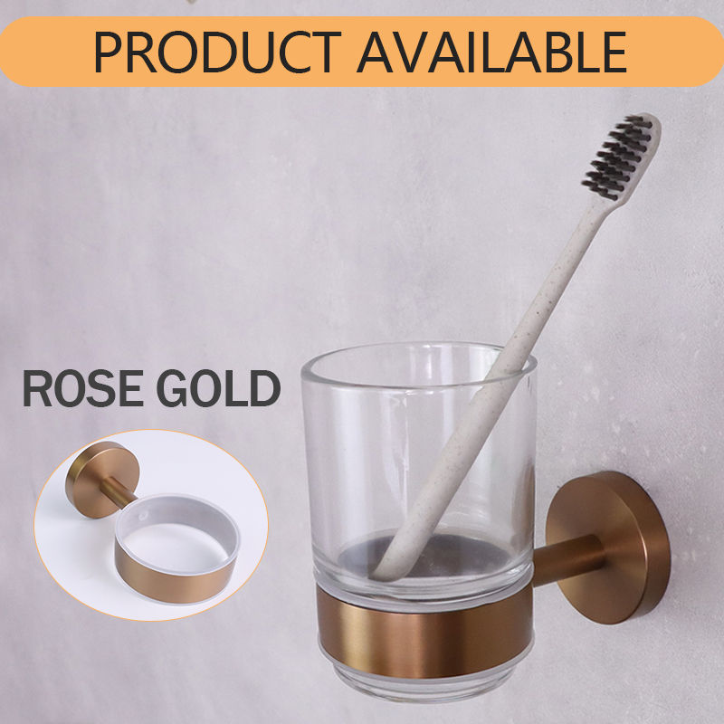 Thumbnail: Rose Gold Bathroom Hardware Set with Robe Hook Paper Holder Towel Ring a