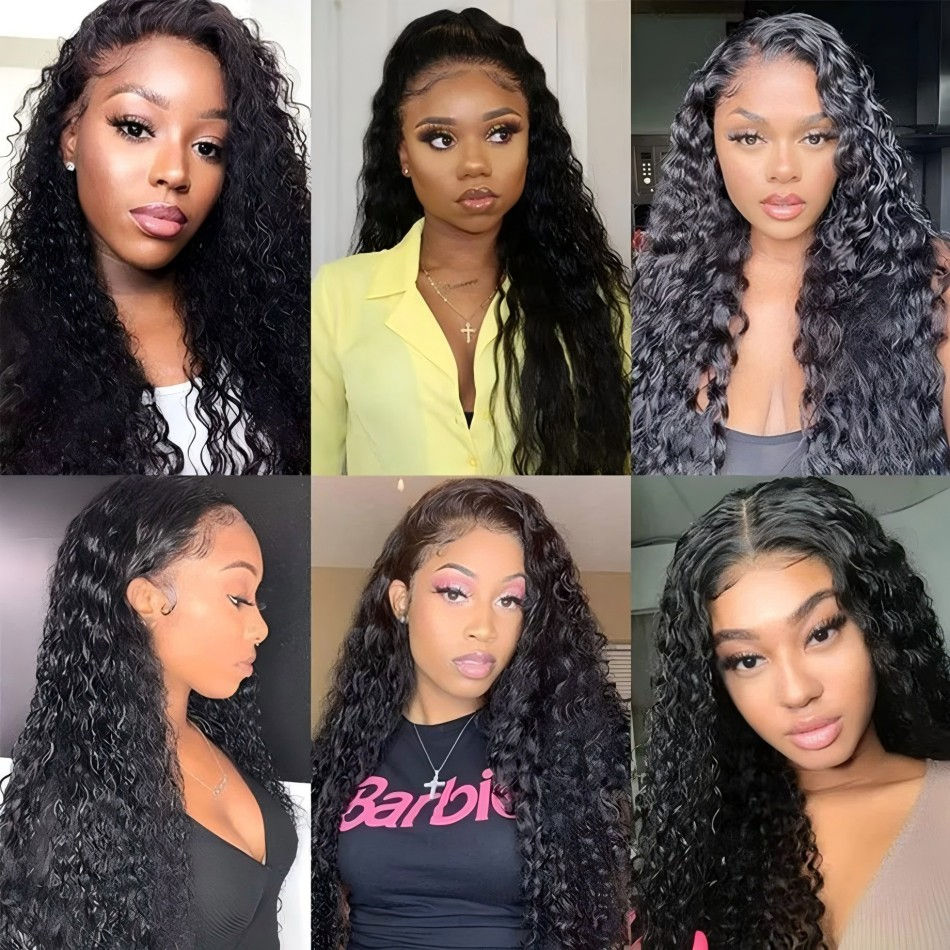 Thumbnail: Deep Wave Lace Frontal Wig – 40 Inch, 200% Density, Curly Texture